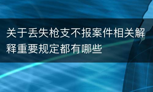 关于丢失枪支不报案件相关解释重要规定都有哪些