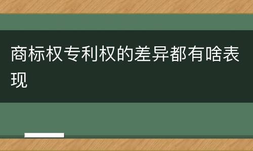 商标权专利权的差异都有啥表现