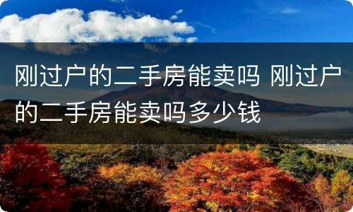 刚过户的二手房能卖吗 刚过户的二手房能卖吗多少钱