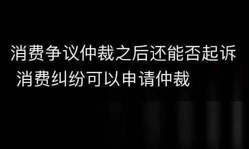 消费争议仲裁之后还能否起诉 消费纠纷可以申请仲裁