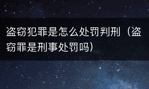 盗窃犯罪是怎么处罚判刑（盗窃罪是刑事处罚吗）