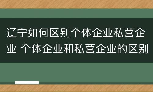 辽宁如何区别个体企业私营企业 个体企业和私营企业的区别