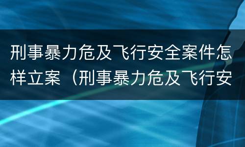 刑事暴力危及飞行安全案件怎样立案（刑事暴力危及飞行安全案件怎样立案审理）