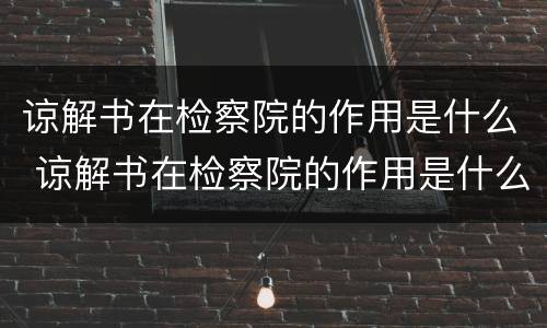 谅解书在检察院的作用是什么 谅解书在检察院的作用是什么呢