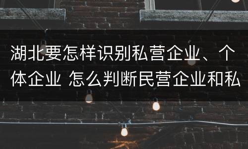 湖北要怎样识别私营企业、个体企业 怎么判断民营企业和私营企业