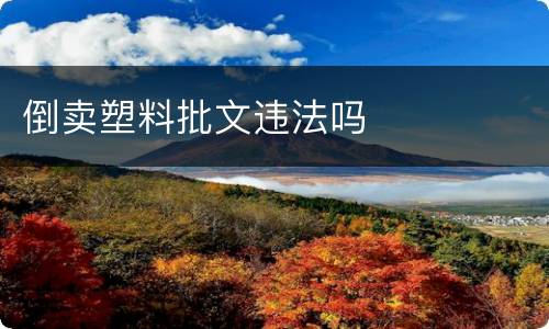 倒卖塑料批文违法吗