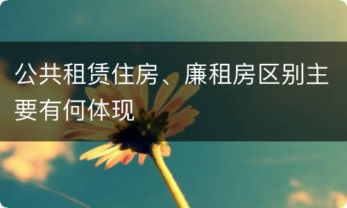 公共租赁住房、廉租房区别主要有何体现