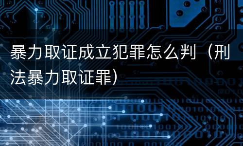暴力取证成立犯罪怎么判（刑法暴力取证罪）