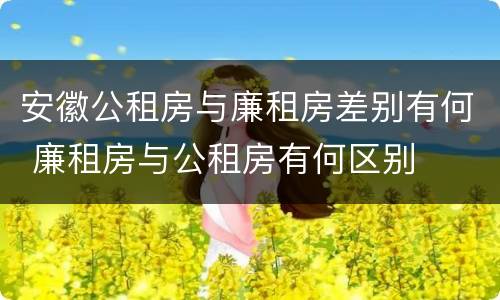 安徽公租房与廉租房差别有何 廉租房与公租房有何区别