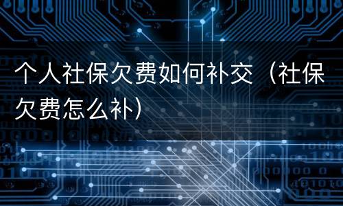 个人社保欠费如何补交（社保欠费怎么补）