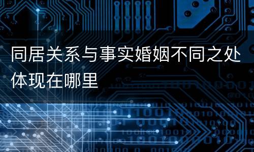 同居关系与事实婚姻不同之处体现在哪里