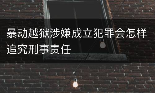 暴动越狱涉嫌成立犯罪会怎样追究刑事责任