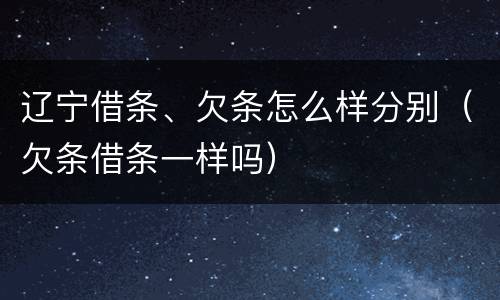 辽宁借条、欠条怎么样分别（欠条借条一样吗）