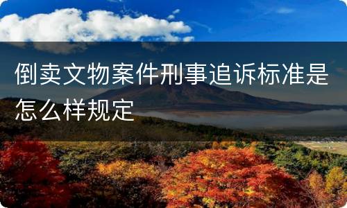 倒卖文物案件刑事追诉标准是怎么样规定