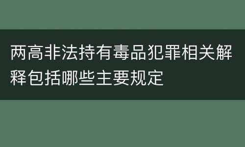 两高非法持有毒品犯罪相关解释包括哪些主要规定