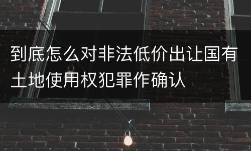 到底怎么对非法低价出让国有土地使用权犯罪作确认