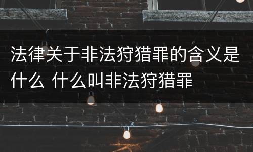 法律关于非法狩猎罪的含义是什么 什么叫非法狩猎罪