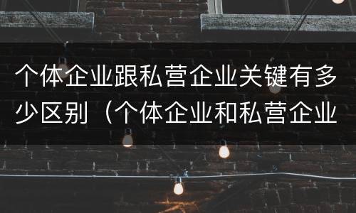 个体企业跟私营企业关键有多少区别（个体企业和私营企业有什么区别和联系）