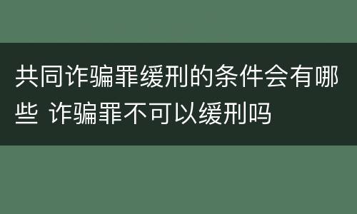 共同诈骗罪缓刑的条件会有哪些 诈骗罪不可以缓刑吗