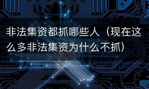 非法集资都抓哪些人（现在这么多非法集资为什么不抓）