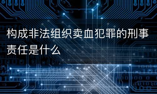 构成非法组织卖血犯罪的刑事责任是什么