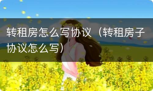 转租房怎么写协议（转租房子协议怎么写）