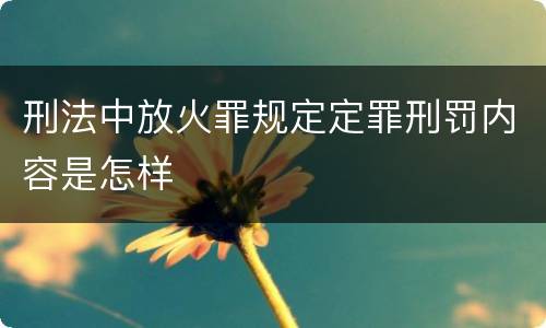 刑法中放火罪规定定罪刑罚内容是怎样