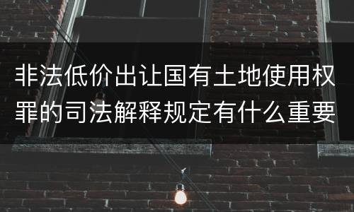 非法低价出让国有土地使用权罪的司法解释规定有什么重要内容