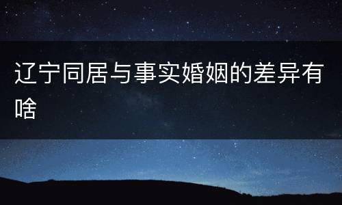 辽宁同居与事实婚姻的差异有啥