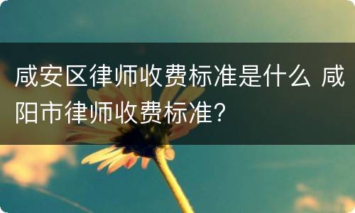 咸安区律师收费标准是什么 咸阳市律师收费标准?