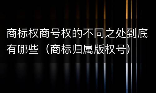 商标权商号权的不同之处到底有哪些（商标归属版权号）