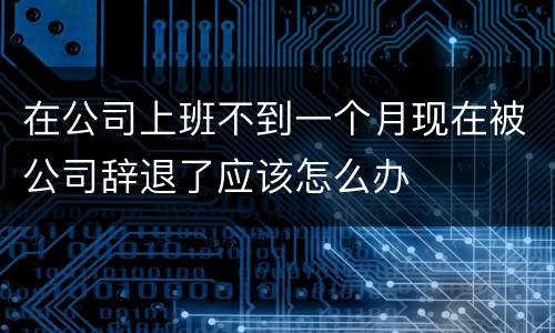 在公司上班不到一个月现在被公司辞退了应该怎么办