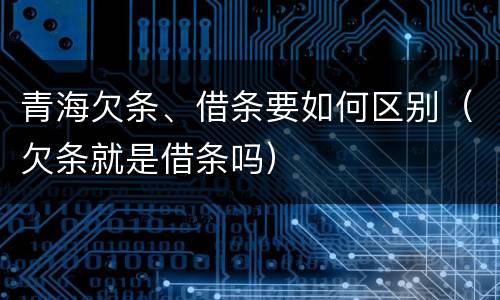 青海欠条、借条要如何区别（欠条就是借条吗）