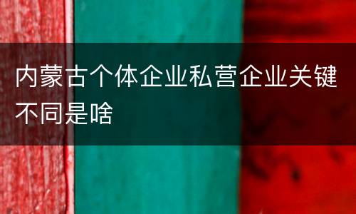 内蒙古个体企业私营企业关键不同是啥