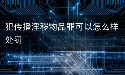 犯传播淫秽物品罪可以怎么样处罚