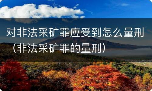 对非法采矿罪应受到怎么量刑（非法采矿罪的量刑）