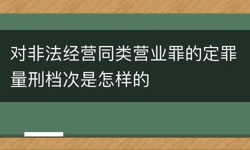 对非法经营同类营业罪的定罪量刑档次是怎样的