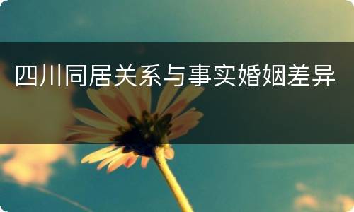 四川同居关系与事实婚姻差异