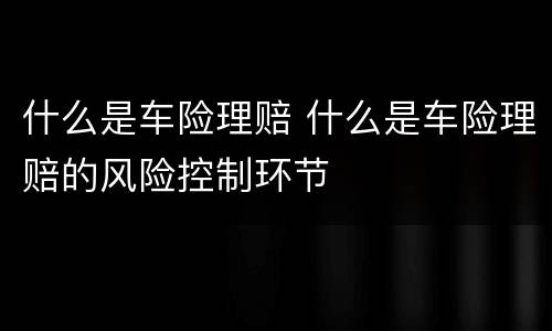 什么是车险理赔 什么是车险理赔的风险控制环节