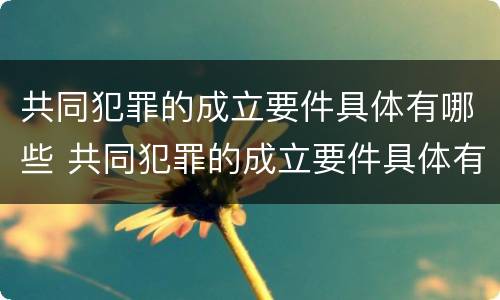 共同犯罪的成立要件具体有哪些 共同犯罪的成立要件具体有哪些方面