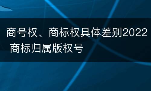 商号权、商标权具体差别2022 商标归属版权号
