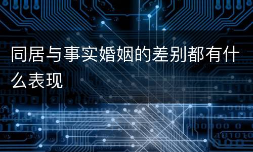 同居与事实婚姻的差别都有什么表现