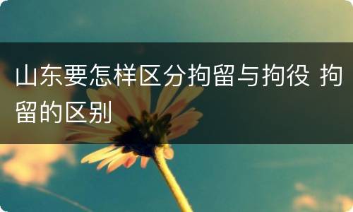 山东要怎样区分拘留与拘役 拘留的区别