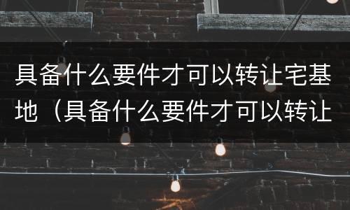 具备什么要件才可以转让宅基地（具备什么要件才可以转让宅基地呢）