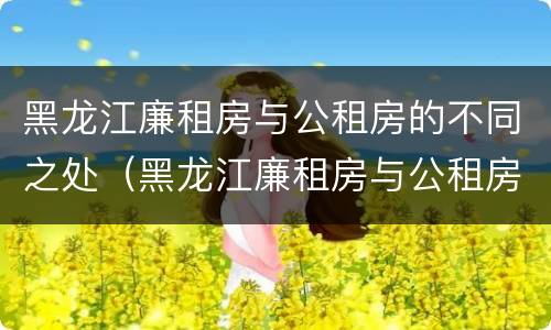 黑龙江廉租房与公租房的不同之处（黑龙江廉租房与公租房的不同之处有哪些）