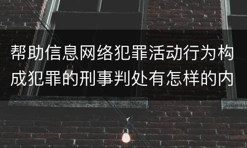 帮助信息网络犯罪活动行为构成犯罪的刑事判处有怎样的内容