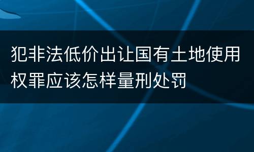 犯非法低价出让国有土地使用权罪应该怎样量刑处罚