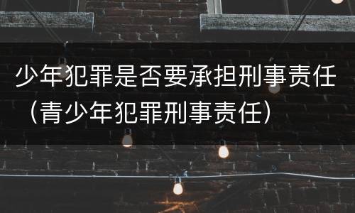 少年犯罪是否要承担刑事责任（青少年犯罪刑事责任）