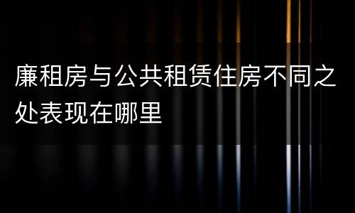 廉租房与公共租赁住房不同之处表现在哪里