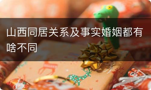 山西同居关系及事实婚姻都有啥不同